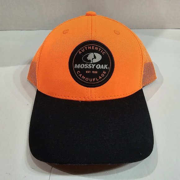 Mossy Oak Hunters Orange Mesh Back Snapback Outdoor Cap NWOT - Picture 1 of 8